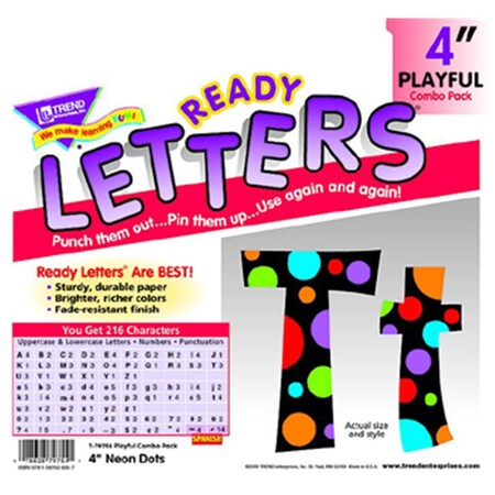 Trend Enterprises Neon Dots Ready Letters 4In Upper- Lowercase Combo TR96989